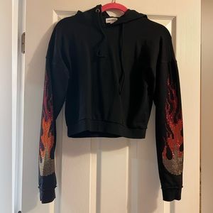 Xs Crop hoodie with sparkle flames